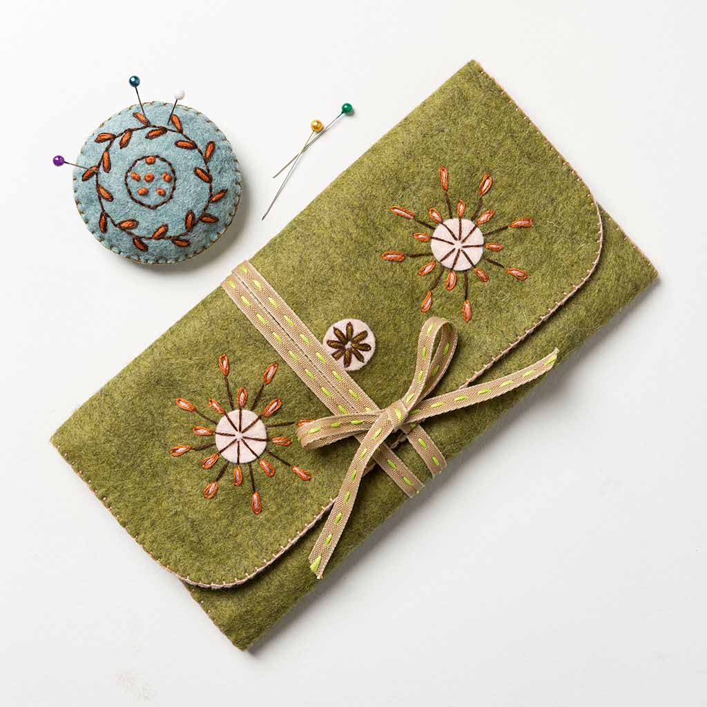 sewing roll and pin cushion from kit