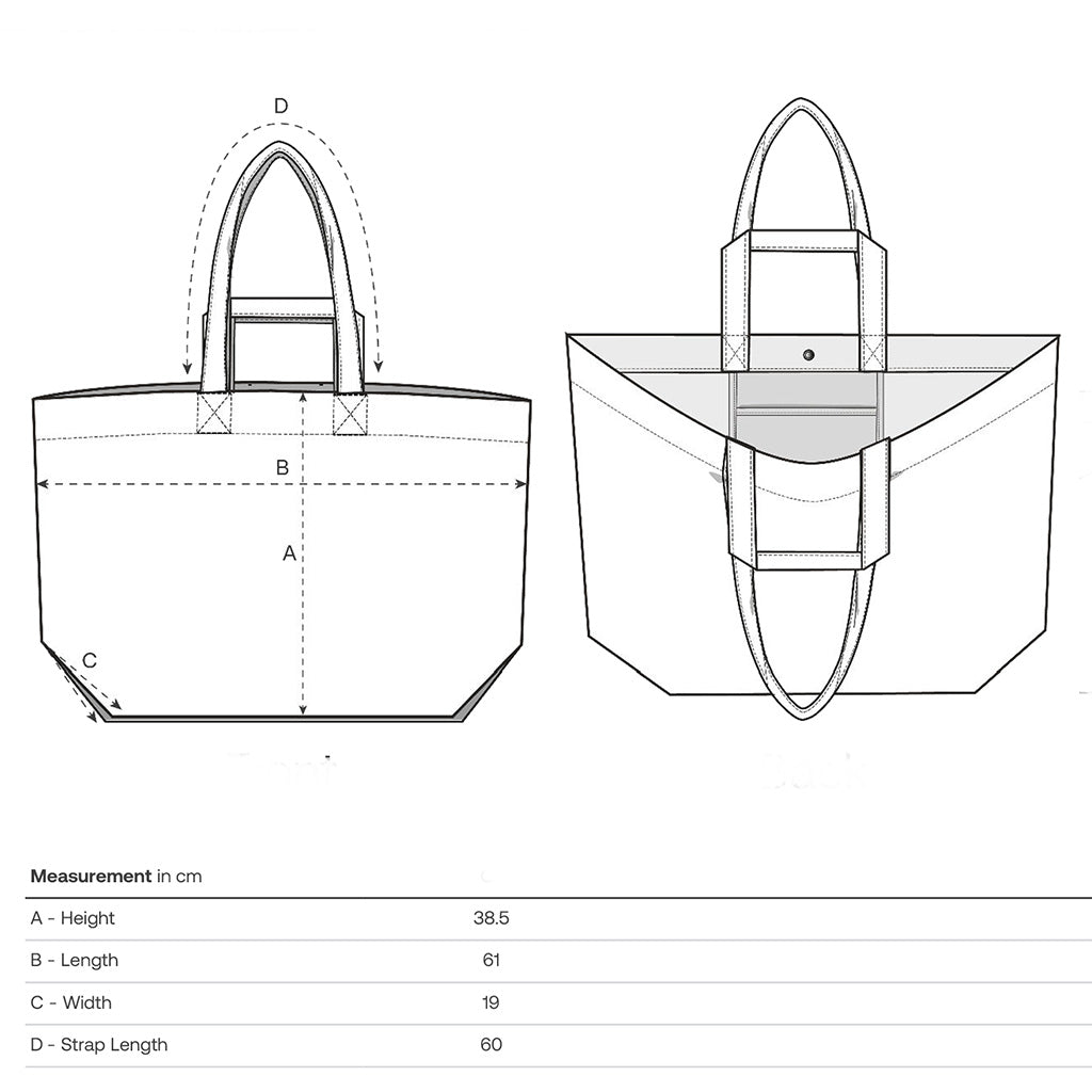 Size info with drawn diagram for Shopper