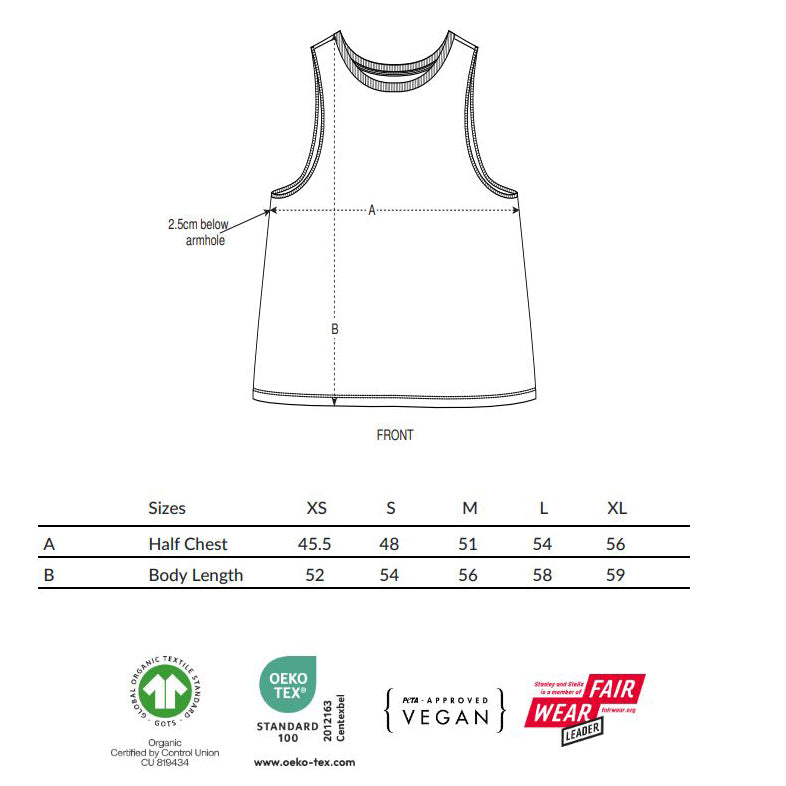 Royal Ballet vest size chart