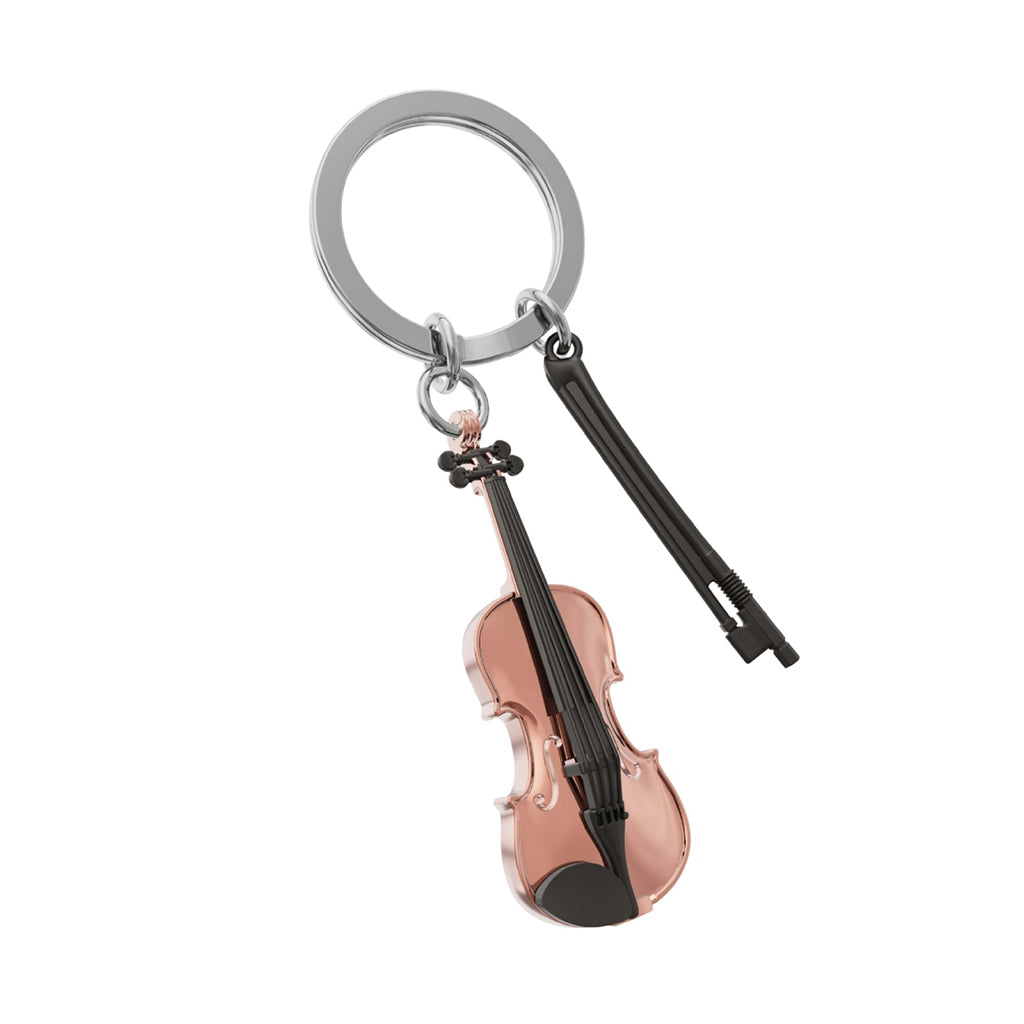 Keychain with violin design on a white background
