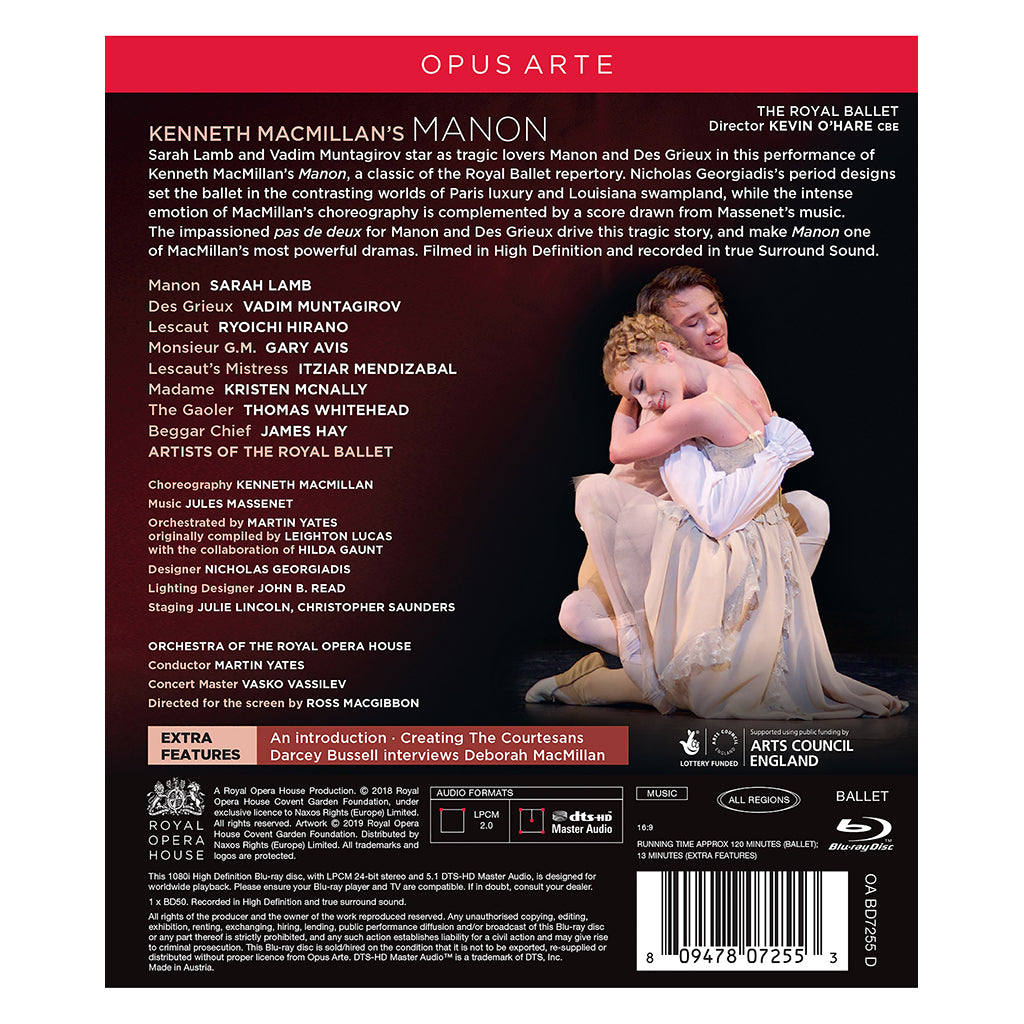 Manon Blu-ray (The Royal Ballet) 2018 Back