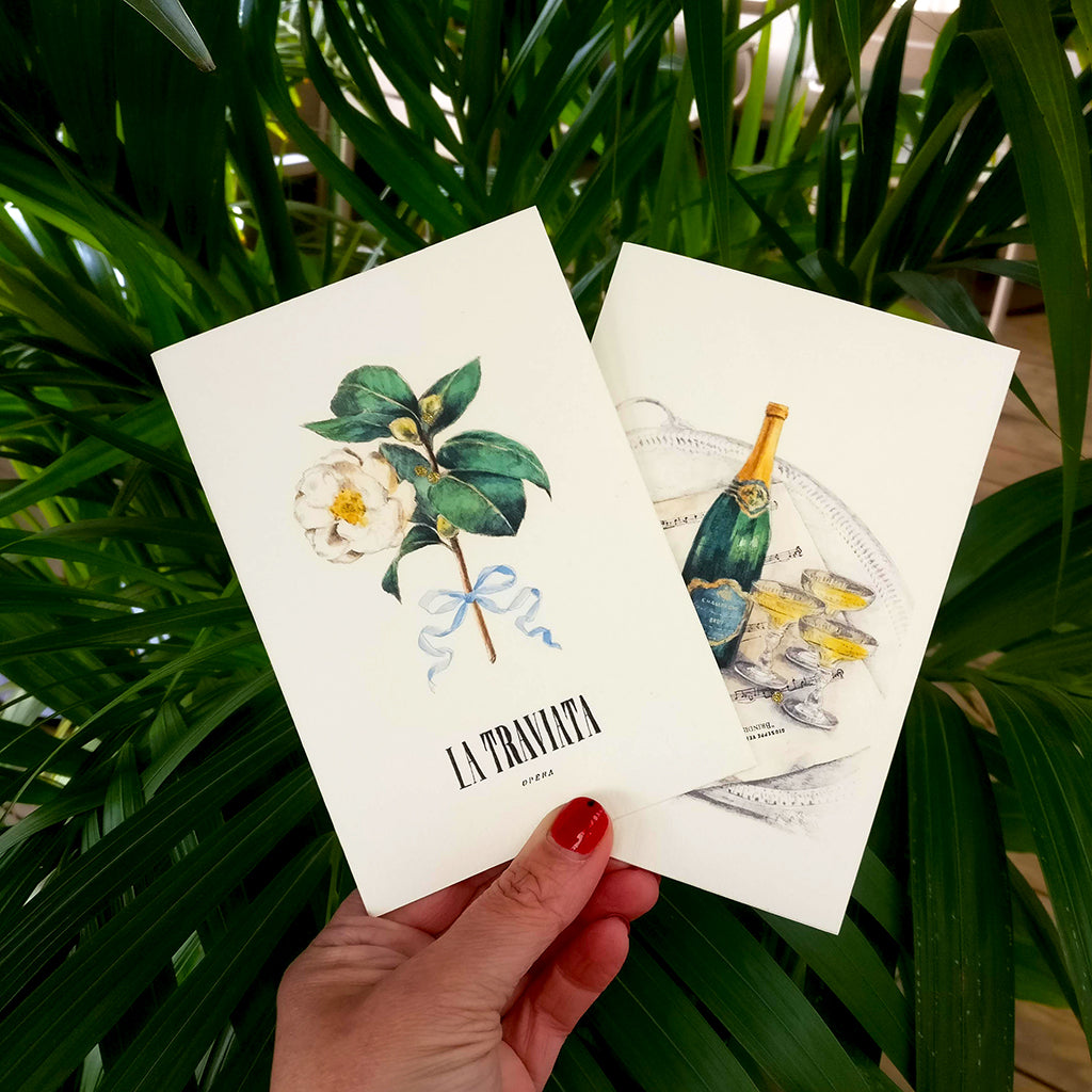 La Traviata Champagne Greeting Card &amp; La Traviata Camellia Greeting Card