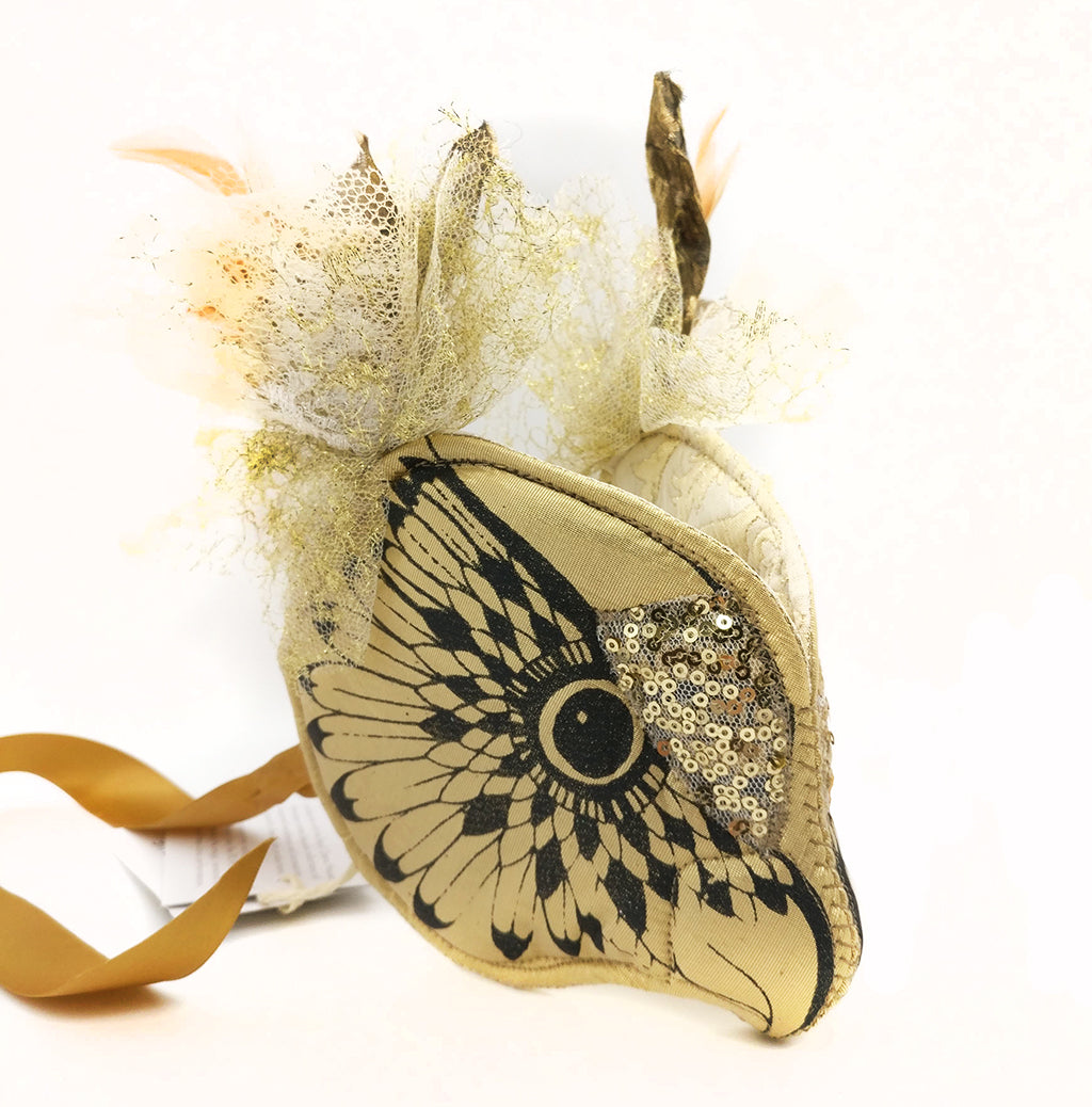 Gold Sequin Owl Headdress