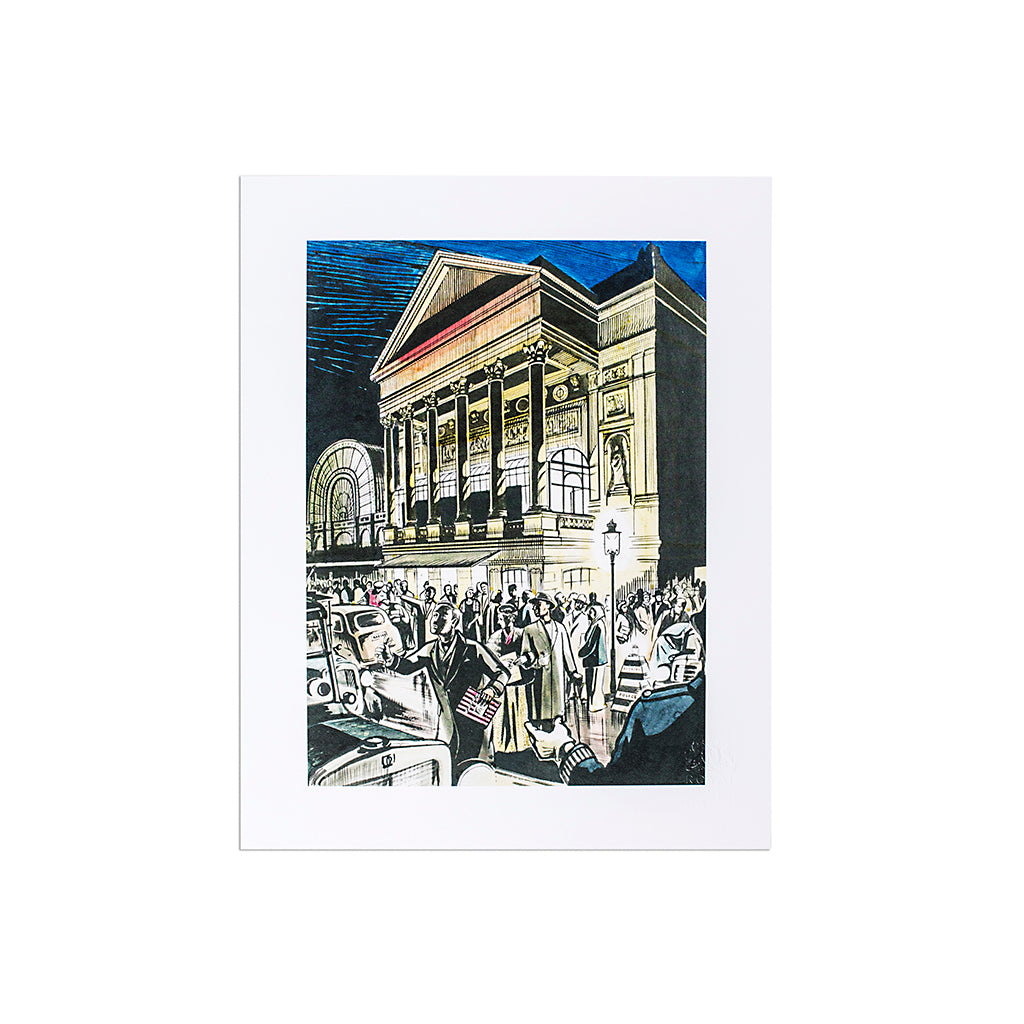 Print of an Illustration of the Royal Opera House after a show by Frank Davies 