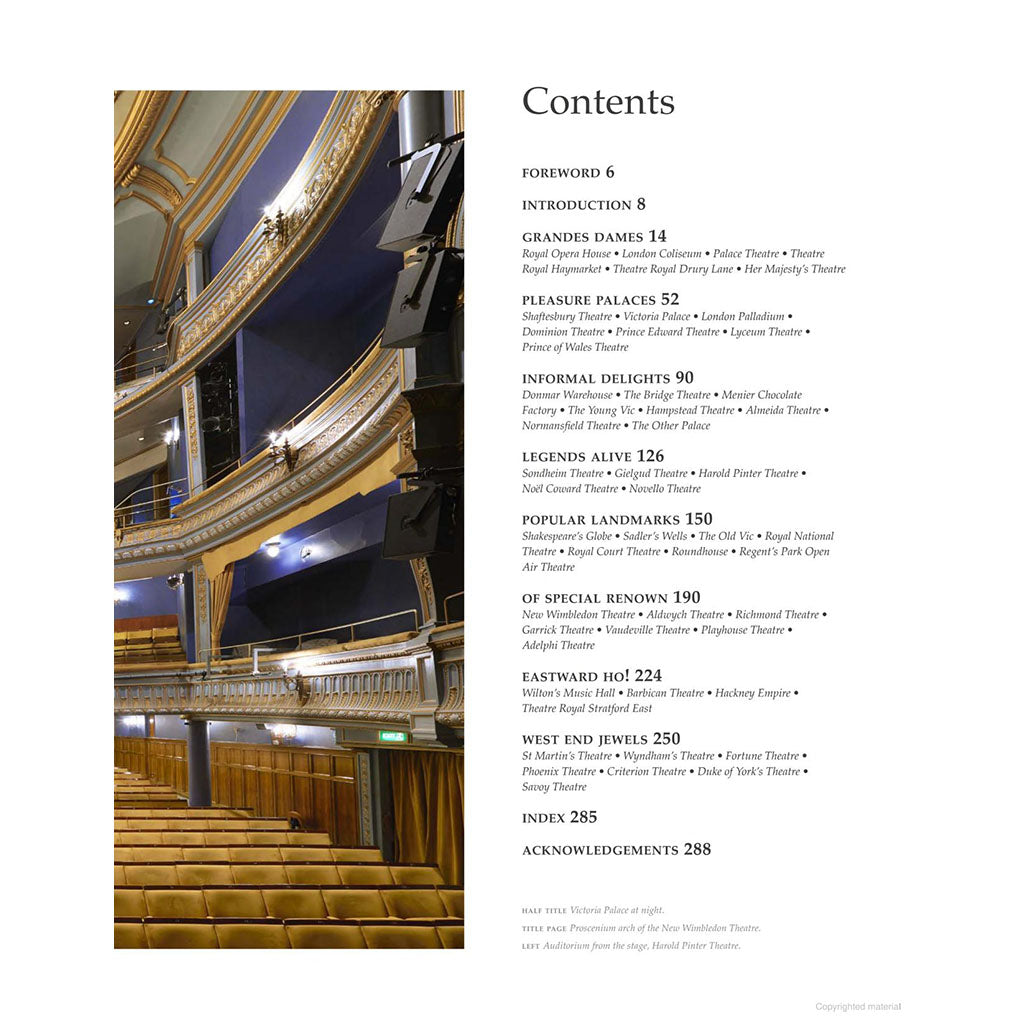 London Theatres Book Contents Page
