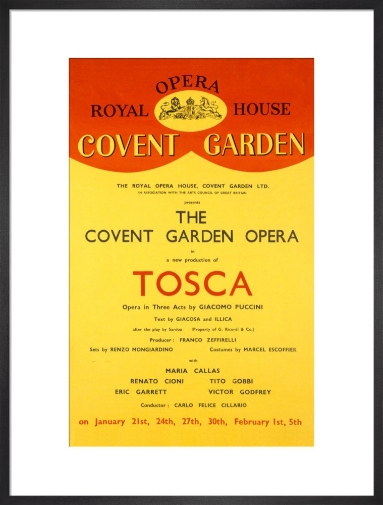 The Royal Opera Tosca Print (1964) Maria Callas