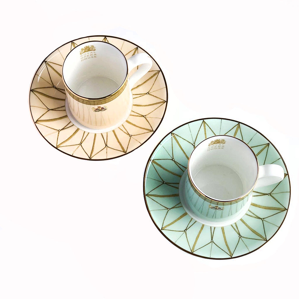 Pink and Blue Cup and Saucers